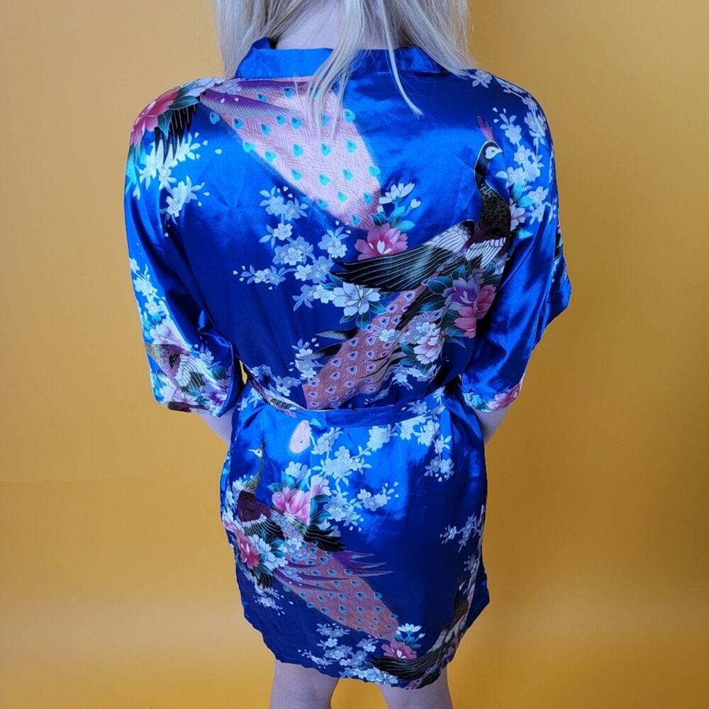 Silky Japanese Floral Robe - S - Picture 6 of 8